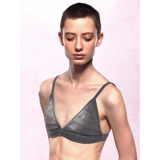 IFIK Washed Denim Bikini Top Grey