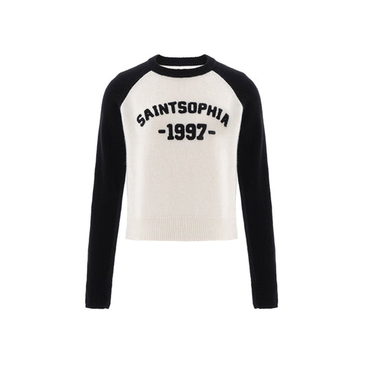 Concise-White 97 Logo Knit Raglan Sweater