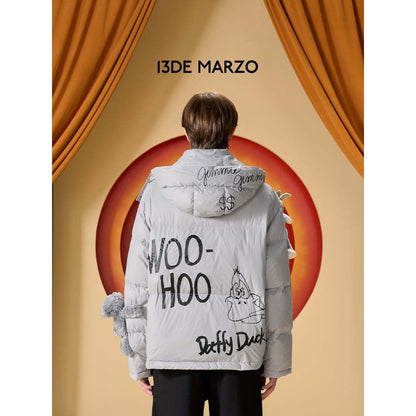 13De Marzo X Looney Tunes Bugs Bunny Sketch Down Jacket Grey