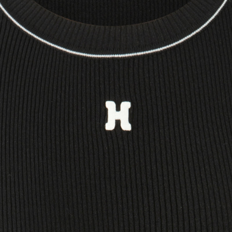 Herlian Embroidery Logo Knit Vest Top Black