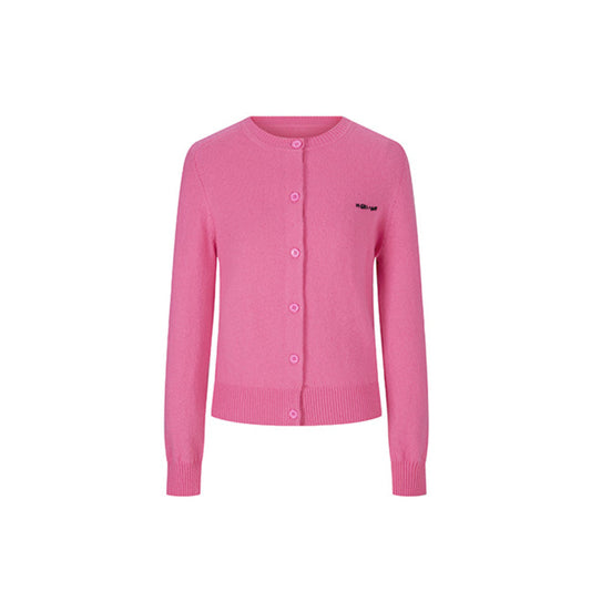 Herlian Designer Buttons Slim-Fit Knitted Cardigan Pink