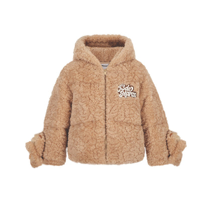 13De Marzo Plush Bear Detachable Fuzzy Down Jacket Khaki