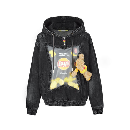 13De Marzo X Lay's Flavor Bear Denim Hoodie Black