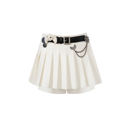 13De Marzo Badge Punk Knit Skirt Shorts White