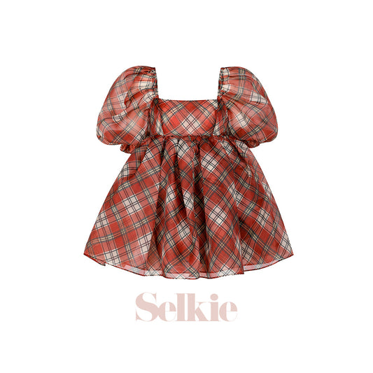 Selkie The Jane Eyre Checked Puff Dress