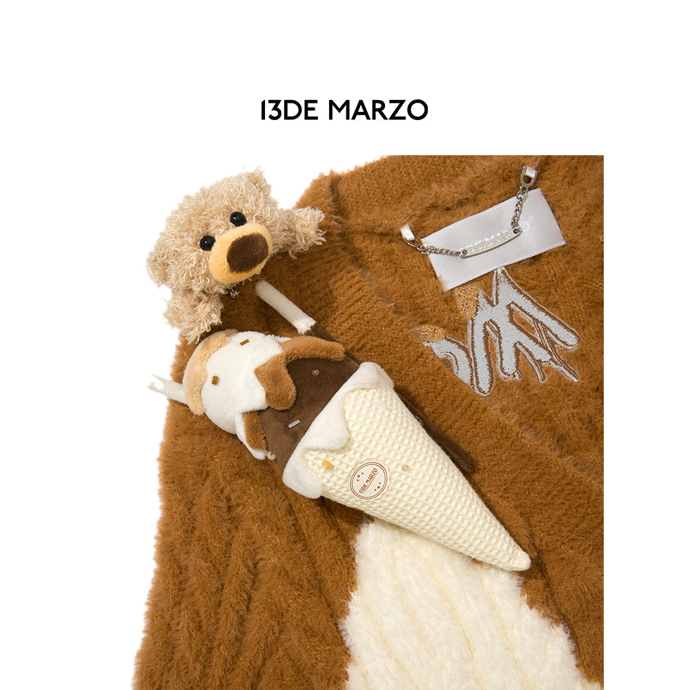 13De Marzo Doozoo Melt Ice Cream Knit Cardigan Brown