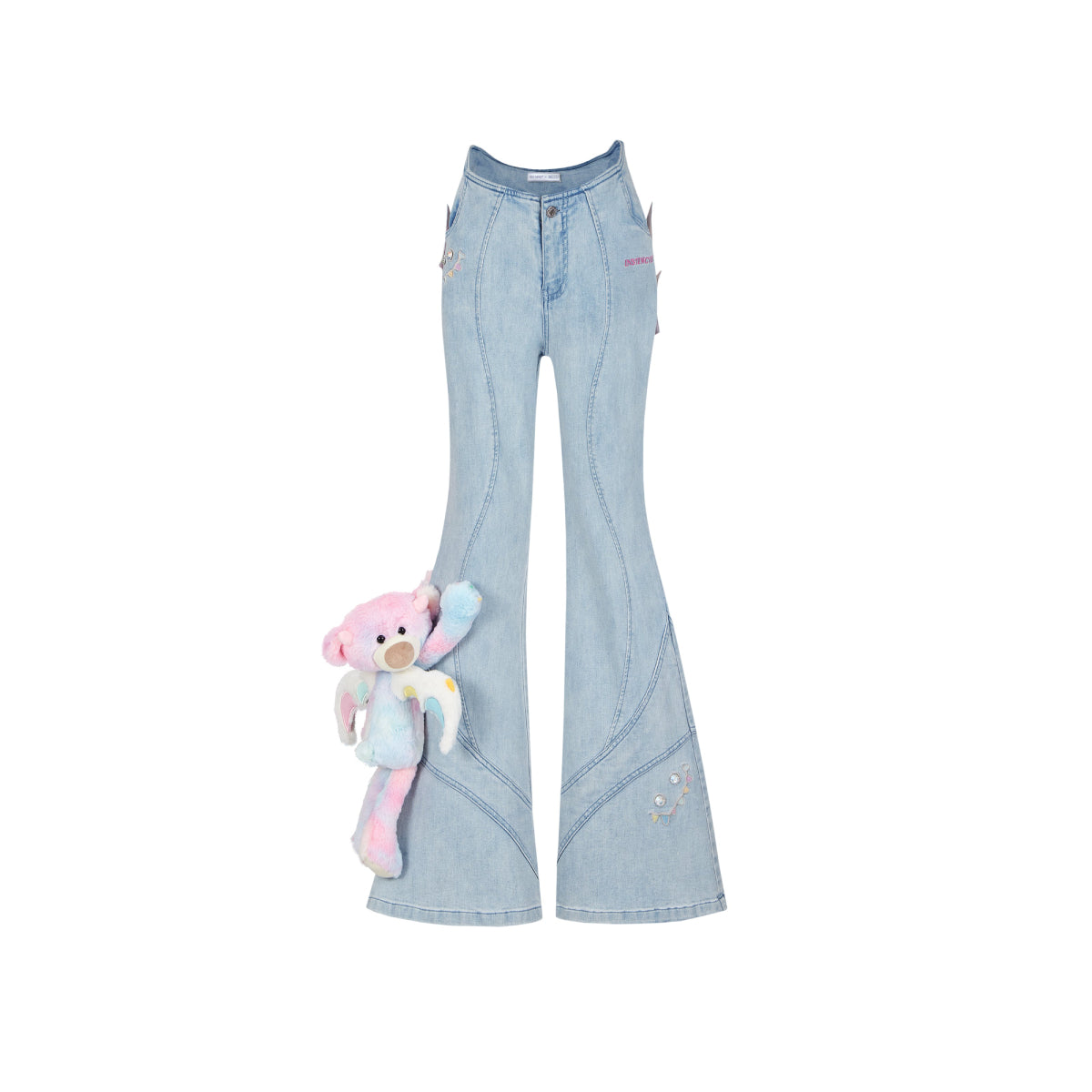 13De Marzo X INSTINCTOY Rainbow Bear Flare Jeans