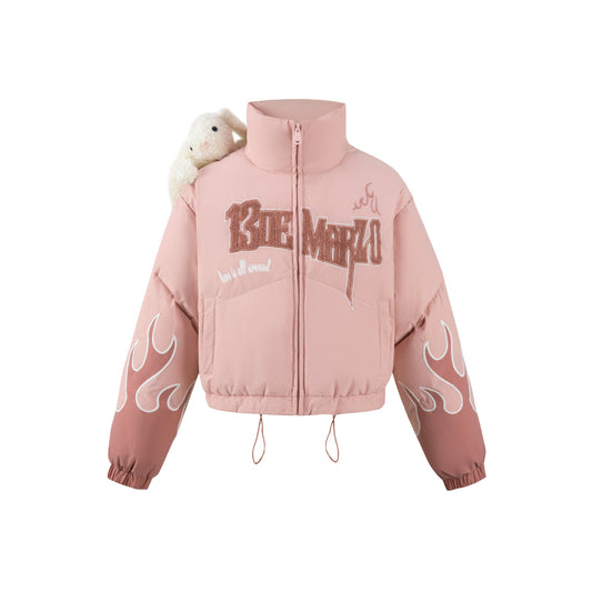 13De Marzo Plush Rabbit Flame Down Jacket Pink