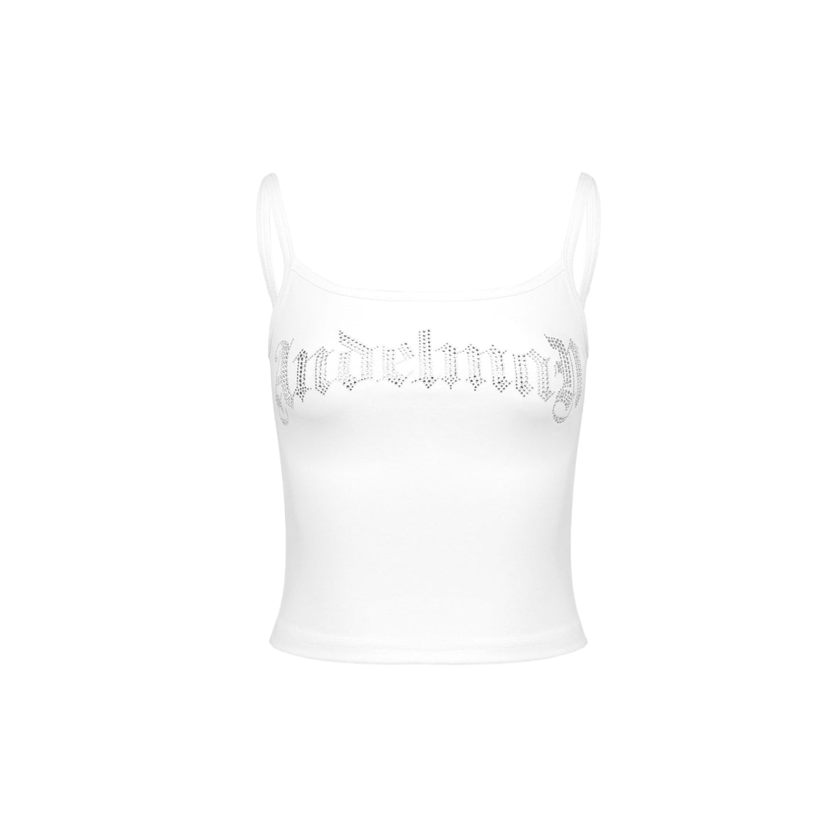 Ann Andelman Rhinestone Logo Tube Vest Top White