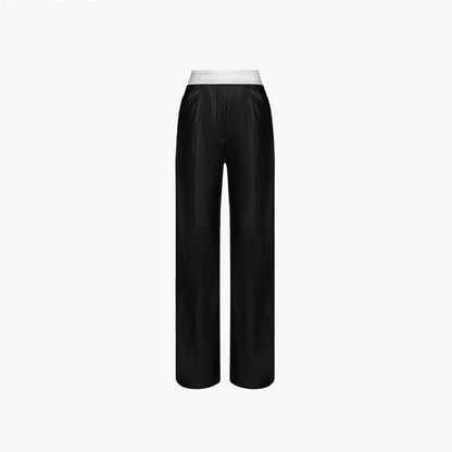 Ann Andelman Logo Waist Matte Leather Pants Black