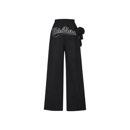 13De Marzo Embroidery Logo Wide Leg Pants Black