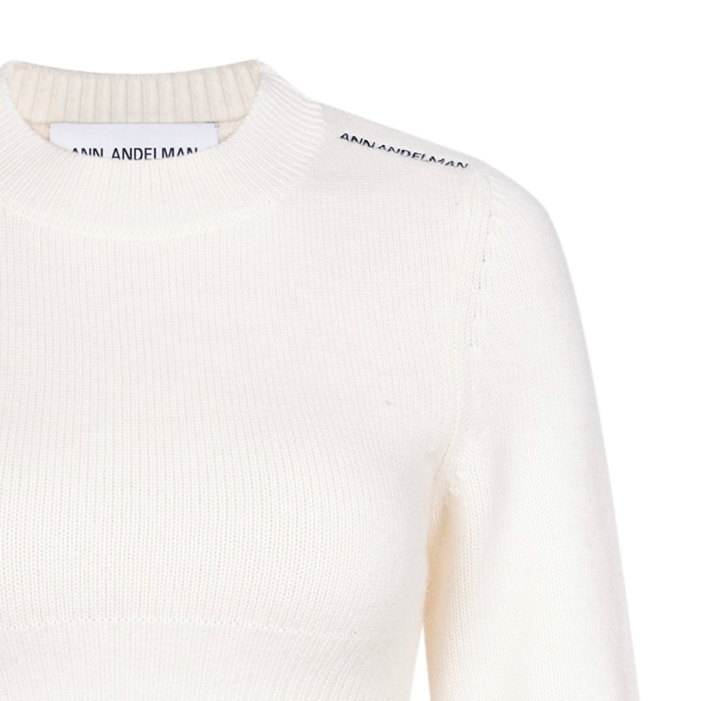 Ann Andelman Embroidery Logo Woolen Sweater White