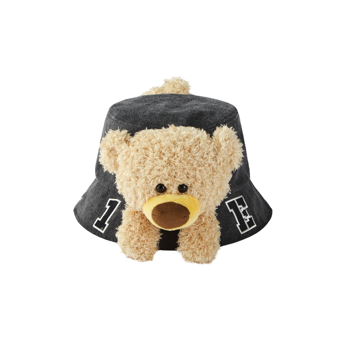 13De Marzo Bear In Wormhole Denim Bucket Hat Black