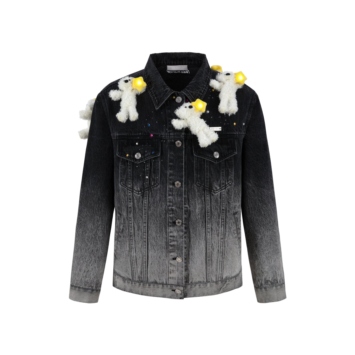 13De Marzo Luminous Star Bear Denim Jacket Black