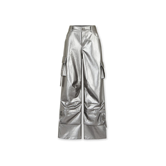 NotAwear Glossy Leather Cargo Pants Sliver