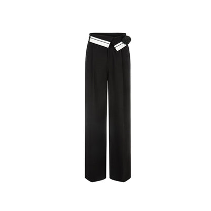 Herlian Plush Flower Flap Suit Pants Black