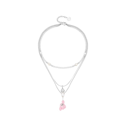 Lost In Echo Yetti Balloons Three-Layer Necklace Pink