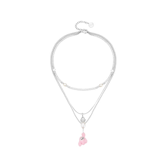 Lost In Echo Yetti Balloons Three-Layer Necklace Pink