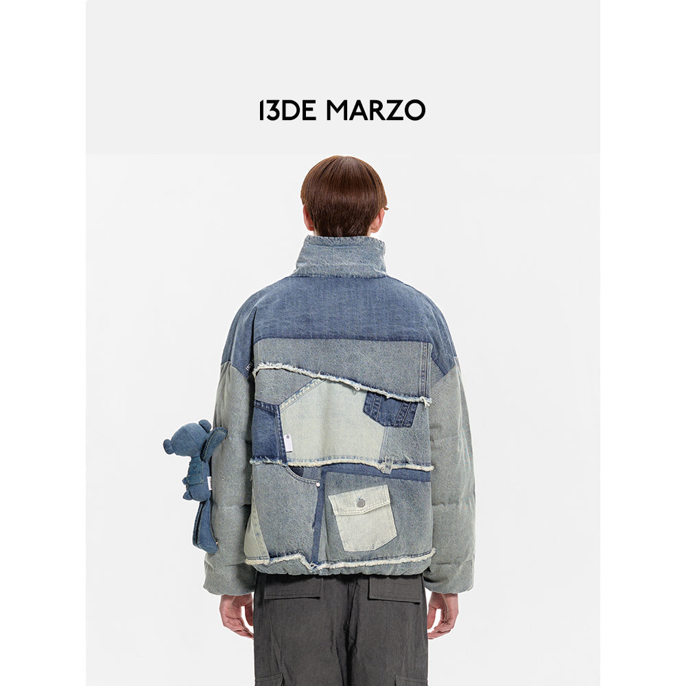 13De Marzo Denim Patch Pockets Down Jacket