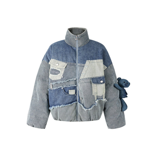 13De Marzo Denim Patch Pockets Down Jacket