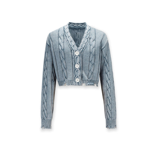 NotAwear Distressed Knitted Cardigan Wash Blue