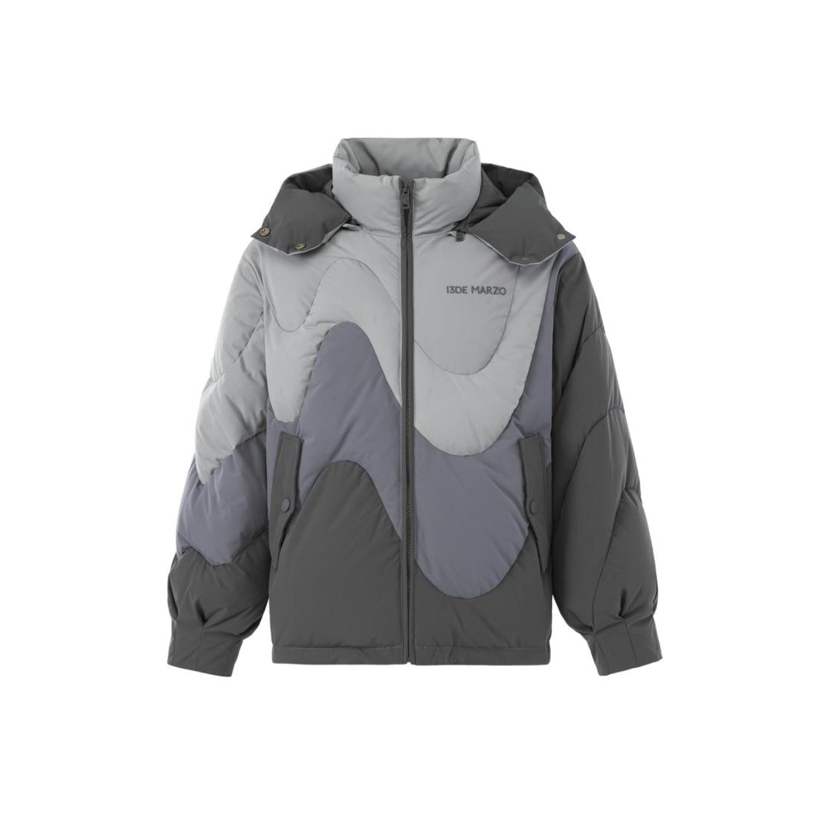 13De Marzo Gradient Line Hooded Down Jacket Grey