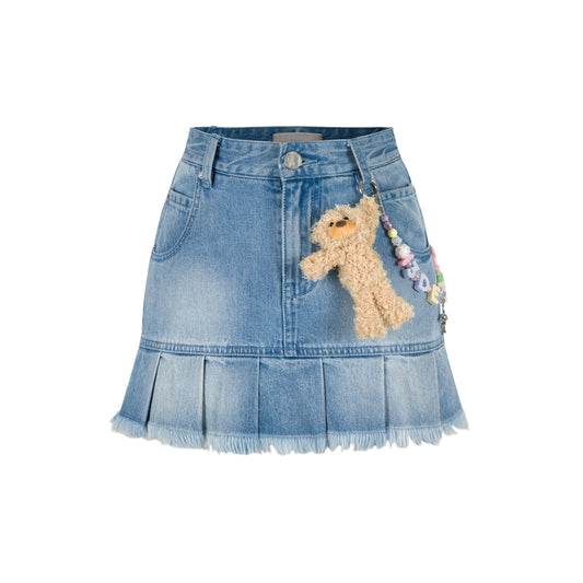 13De Marzo Logo Bead Chain Denim Skirt Blue