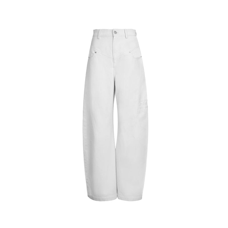 Ann Andelman High Waist Scimitar Wide-Leg Jeans White