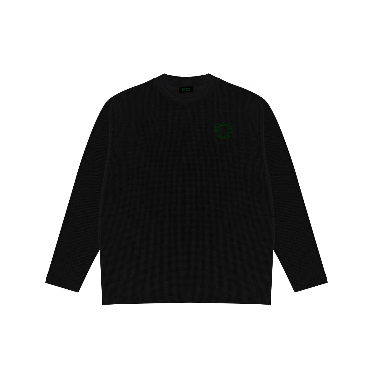 AFGK Half Turtleneck Basic Waffle Embroidery Logo L/S Tee Black