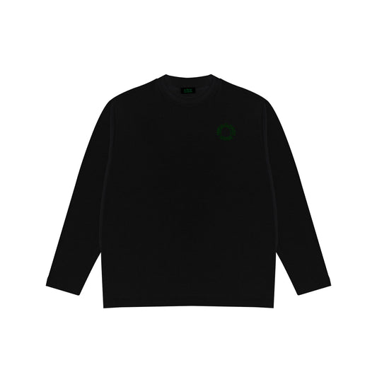 AFGK Half Turtleneck Basic Waffle Embroidery Logo L/S Tee Black