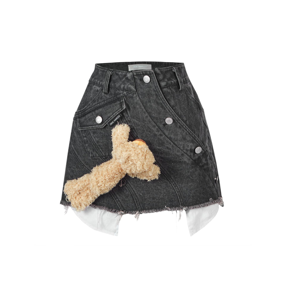 13De Marzo Bear Curved Denim Skirt