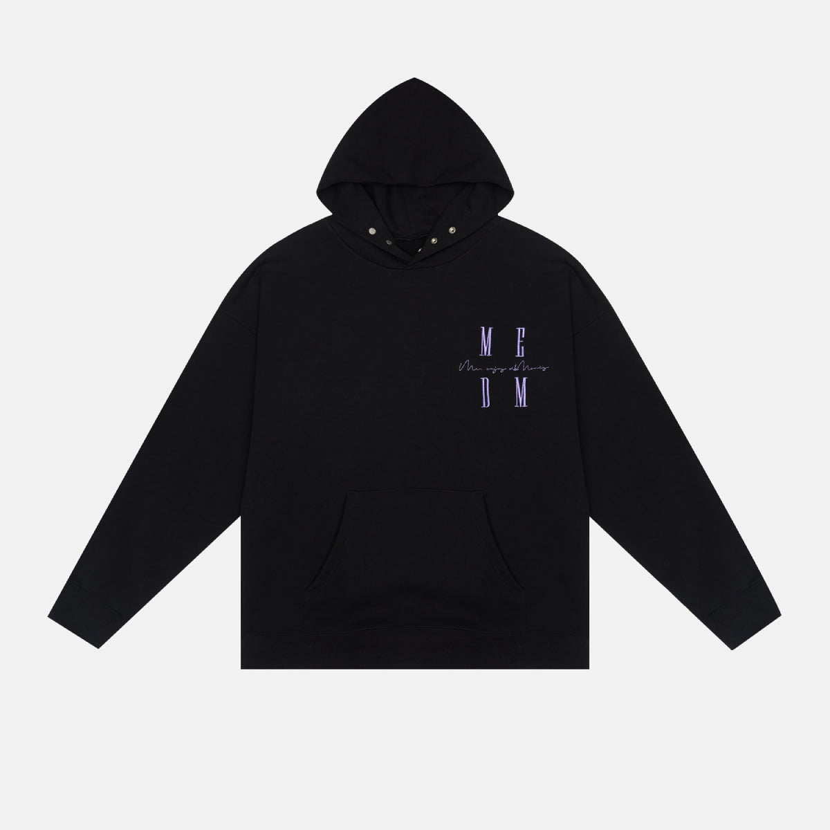 MEDM Embroidery Purple Logo Basic Hoodie Black