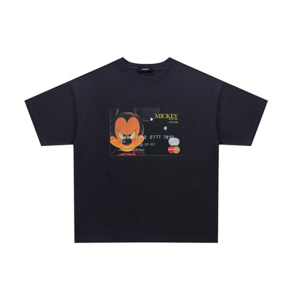 Purey Micky Mouse MasterCard Printed T-Shirt Black