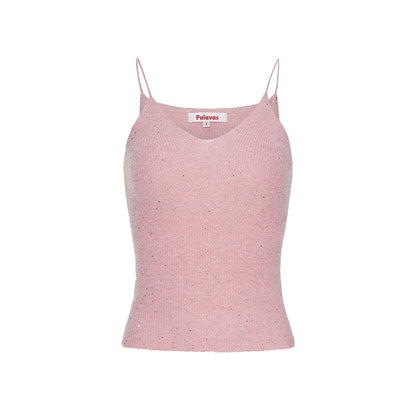 Palavas V-Neck Knitted Slim Vest Pink