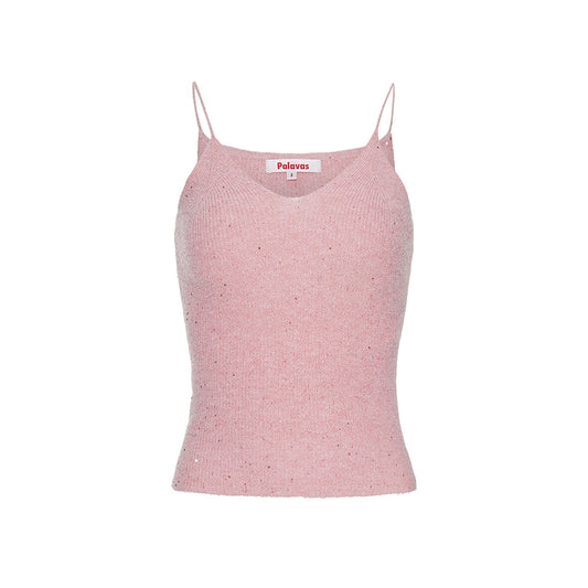 Palavas V-Neck Knitted Slim Vest Pink