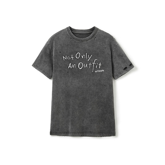 NotAwear Destroyed Sweat Logo Tee Washed Grey