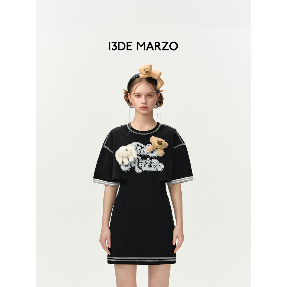 13De Marzo Doozoo Waist Cutting Tee Dress Black