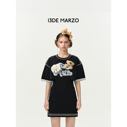 13De Marzo Doozoo Waist Cutting Tee Dress Black