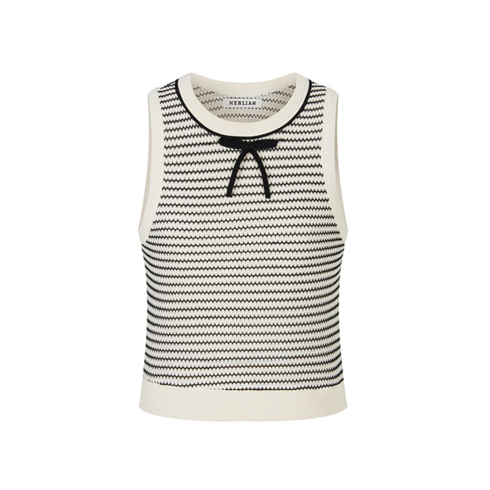 Herlian Bow Tie Striped Camisole Vest Top