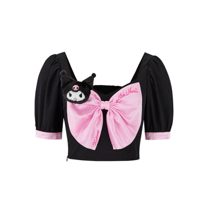 13De Marzo X Kuromi Bowknot Puff Top Black