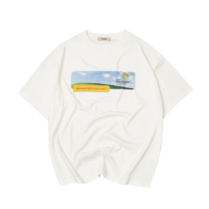 Purey Windows Logo Printed T-Shirt Vintage White