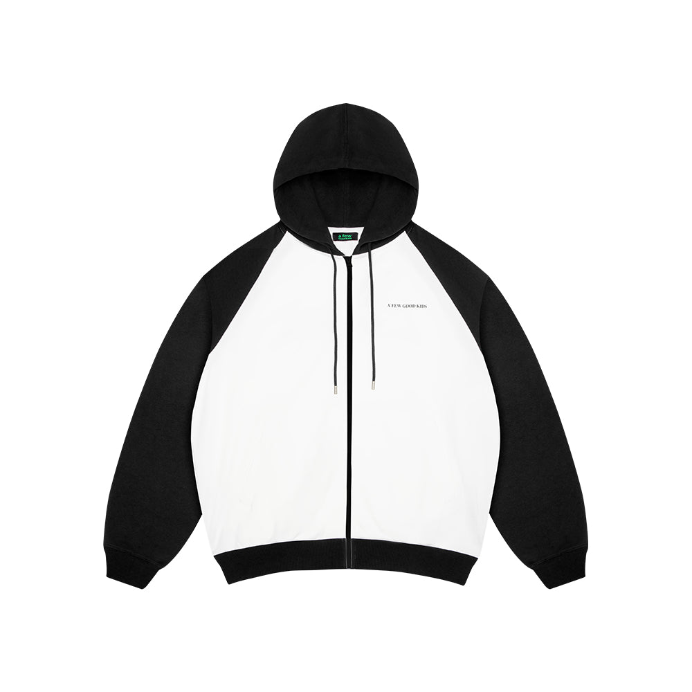 AFGK Color Blocked Raglan Zip Up Hoodie Black