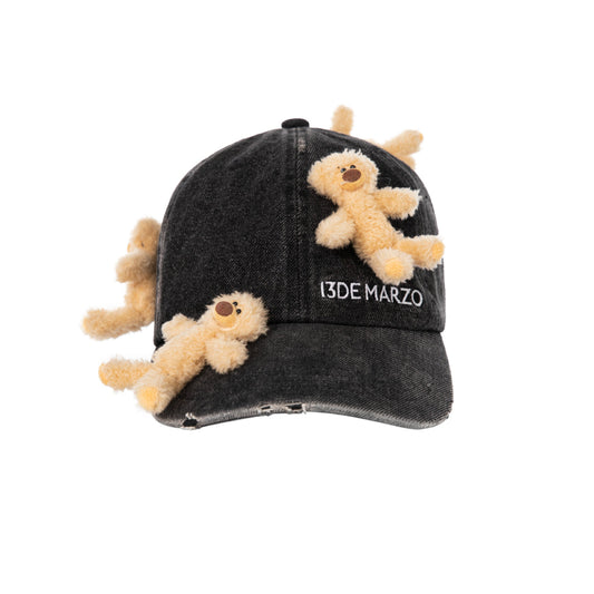 13De Marzo Mini Bears Denim Cap Black