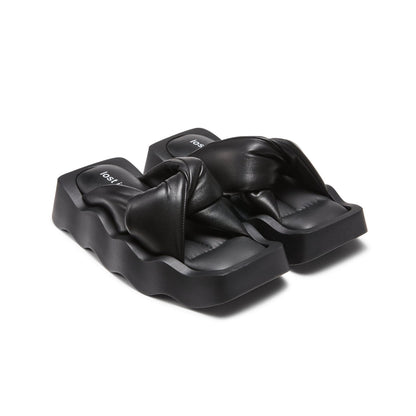 Lost In Echo Square Toe Wavy Bottom Kink Slippers Black