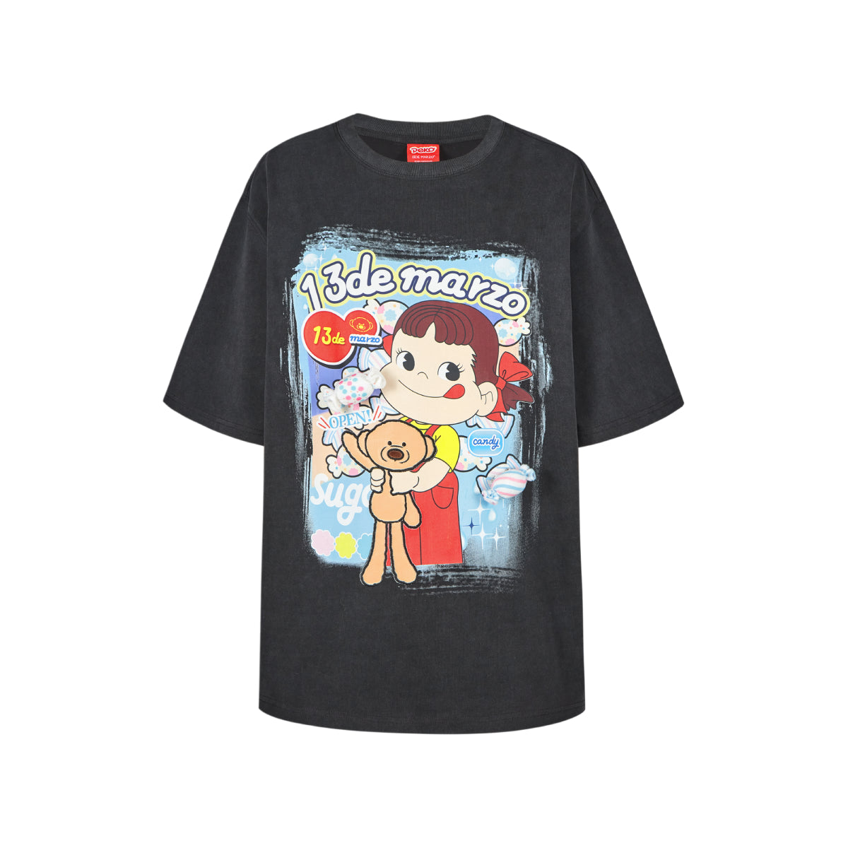 13De Marzo X Peko Sweets Bear Washed T-Shirt Black