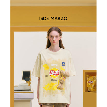 13De Marzo X Lay's Crayon Drawing T-Shirt Beige