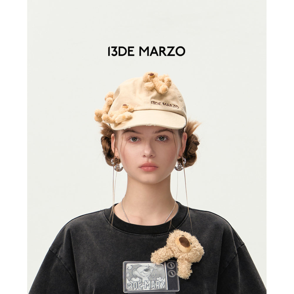 13De Marzo Mini Bears Denim Cap Khaki