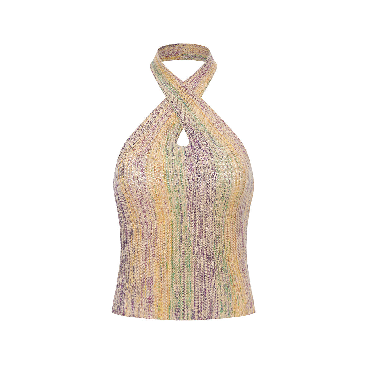 Palavas Ombre Halter Cross Knit Tank Top