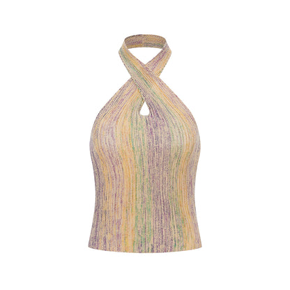 Palavas Ombre Halter Cross Knit Tank Top