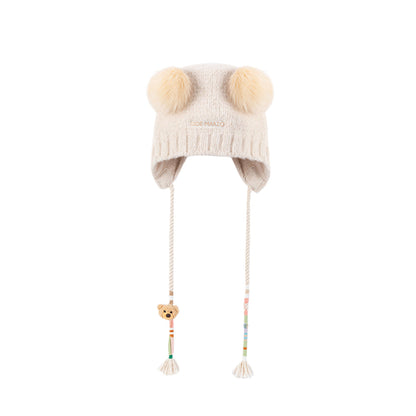 13De Marzo Ear Bear Knit Beanie Beige